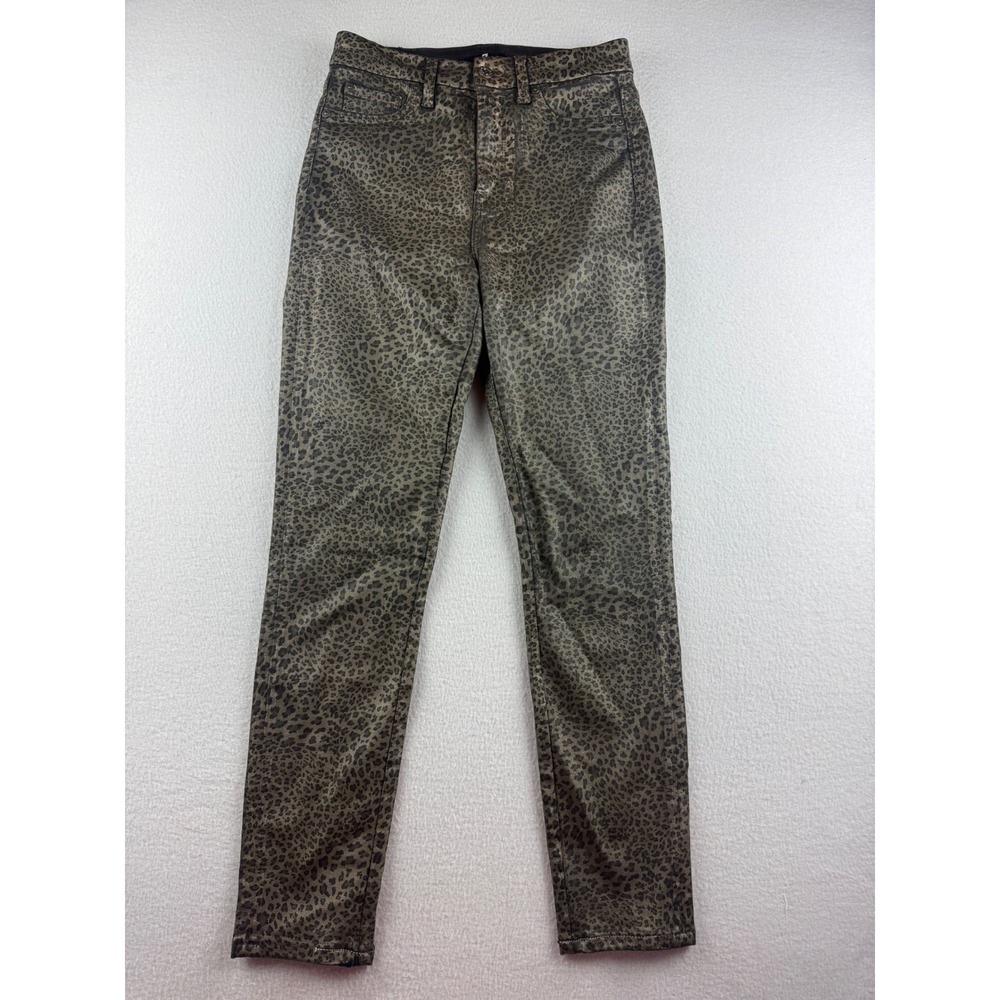 7 For All Mankind Womens Metallic Leopard Print High Rise Skinny Jeans Bronze 27